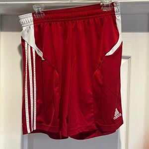 Red and white vintage Adidas basketball shorts